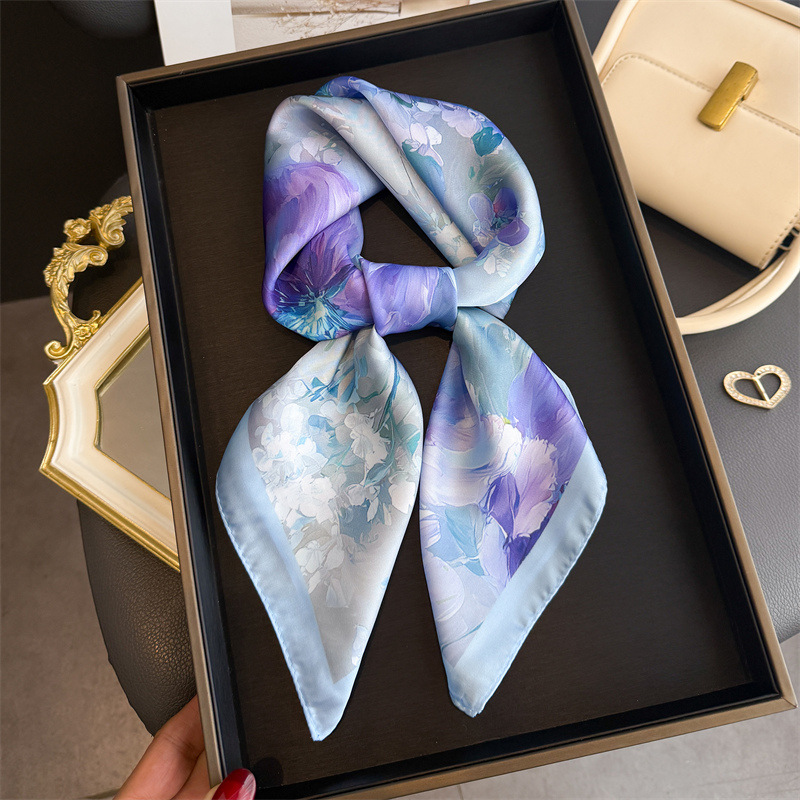 Silk Scarf Square - 2026 nova impressão floral lenço quadrado